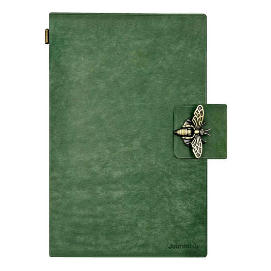 A5 Size Premium Vintage Cowhide Traveler's Notebook Diary, Bee Clip Clasps