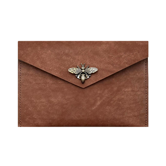 V-Line Vintage Cowhide Pouch, Bee Clip Clasps