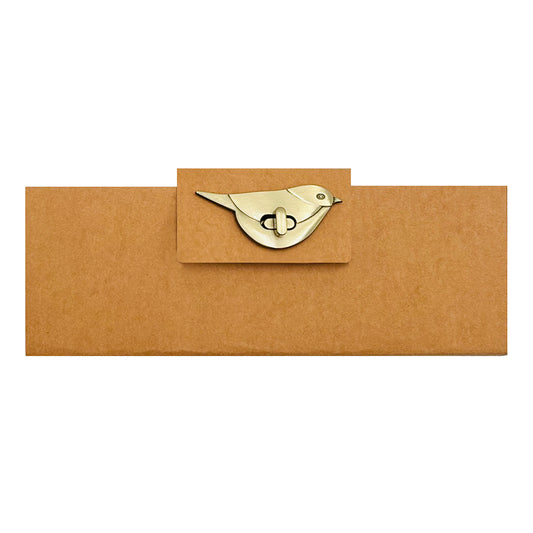 Vintage Long Slim Accordion Pouch, Bird Clip Clasps