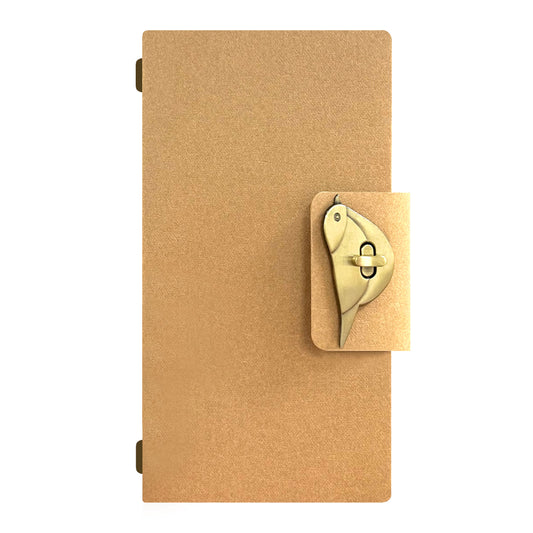 Long Vinatage Diary Binder with Craft Folder, Bird Clip Clasps