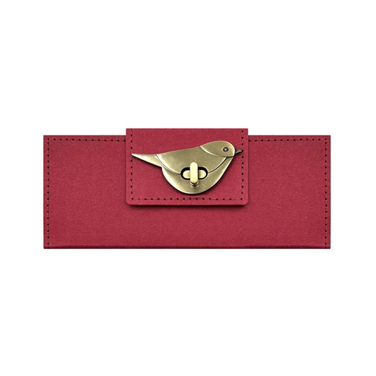 Vintage Long Slim Accordion Pouch, Bird Clip Clasps