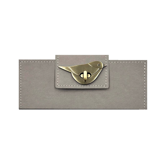 Vintage Long Slim Accordion Pouch, Bird Clip Clasps