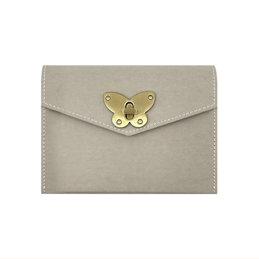 V-Line Cover Paper Leather Pouch, Butterfly Clip Clasps