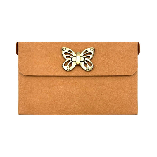 Paper Leather Pouch, Butterfly Clip Clasps