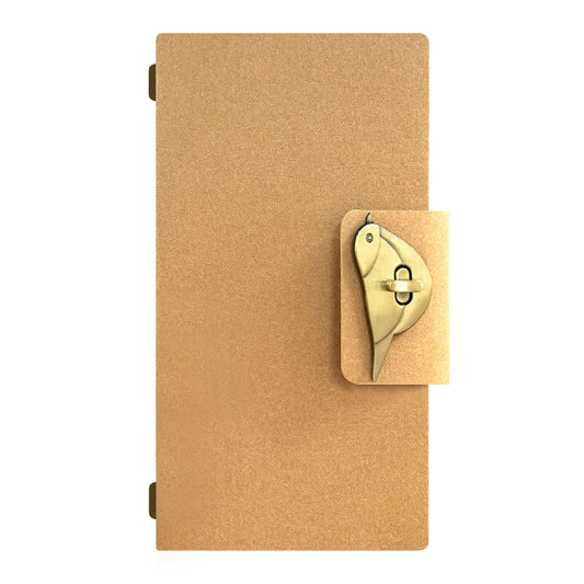 Long Vintage Diary Binder with Craft Folder, Bird Clip Clasps