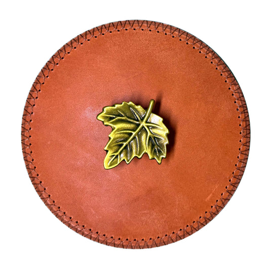 Genuine Leather Round Storage Box with Handle / Small Item Organizer and Home Decor Storage