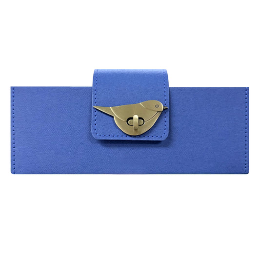 Vintage Long Slim Accordion Pouch, Bird Clip Clasps