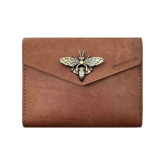 Cute V-Line Leather Pouch, Bee Clip Clasps [M]