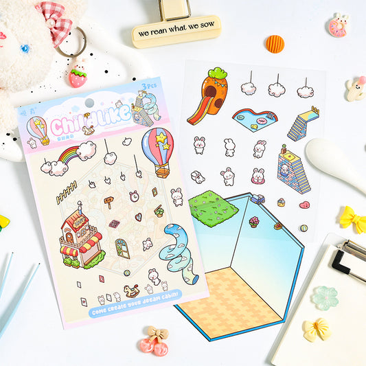 Dream Cottage 3D Scene Stickers - DIY Journal and Scrapbooking Decorative Stickers