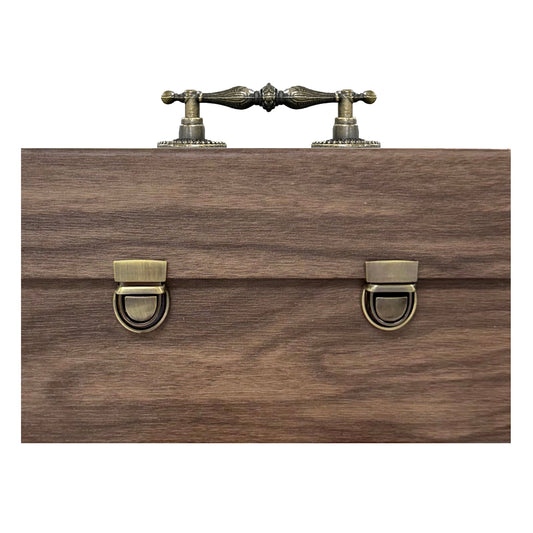 Vintage Antique Wood Grain Accordion Pouch Case