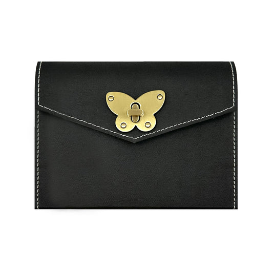 V-Line Cover Paper Leather Pouch, Butterfly Clip Clasps [L]